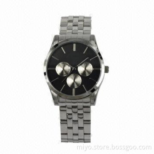 Unisex Fashion Style 3-eye Watch, Metal Material, Logo and Colors Can be Customized by Customer